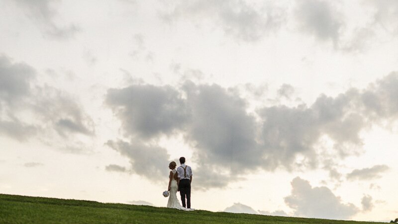 couple at sunset in this handmade North Carolina wedding