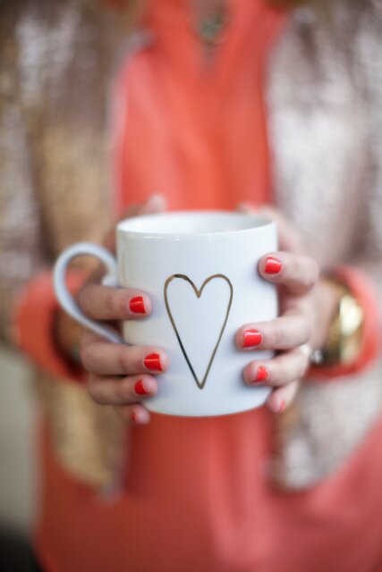 celebrating oh lovely day | gilded heart mug | photo by amy stone