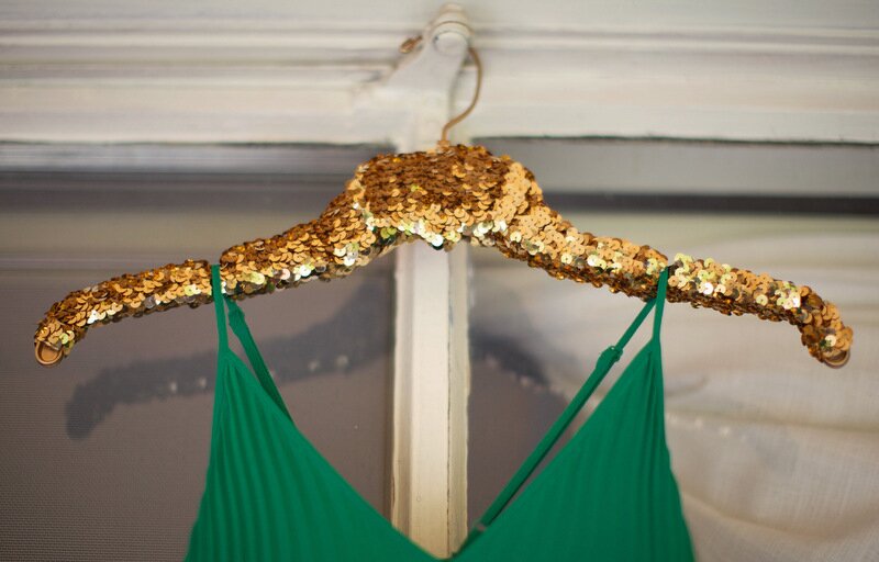 DIY Gold Sequin Hanger from Oh Lovely Day | photo by Amy Stone Photography