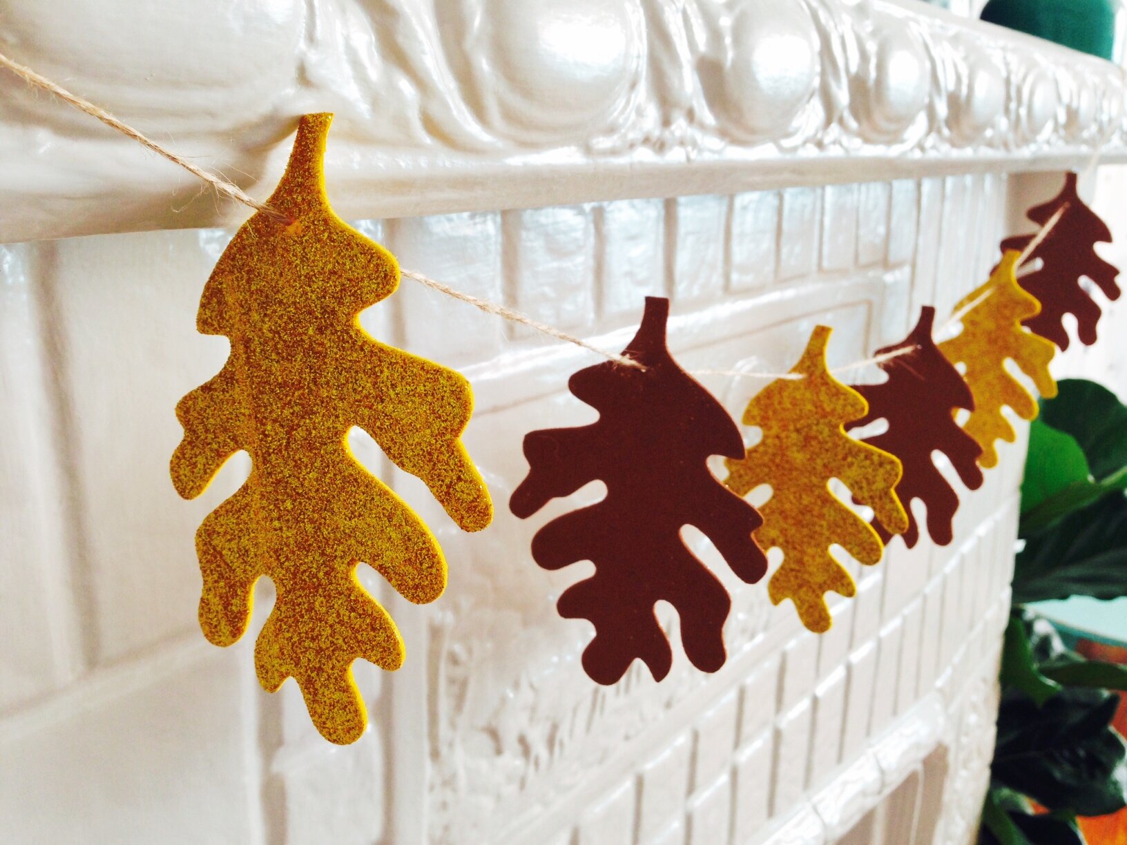 DIY Fall Glitter Leaf Garland | Oh Lovely Day