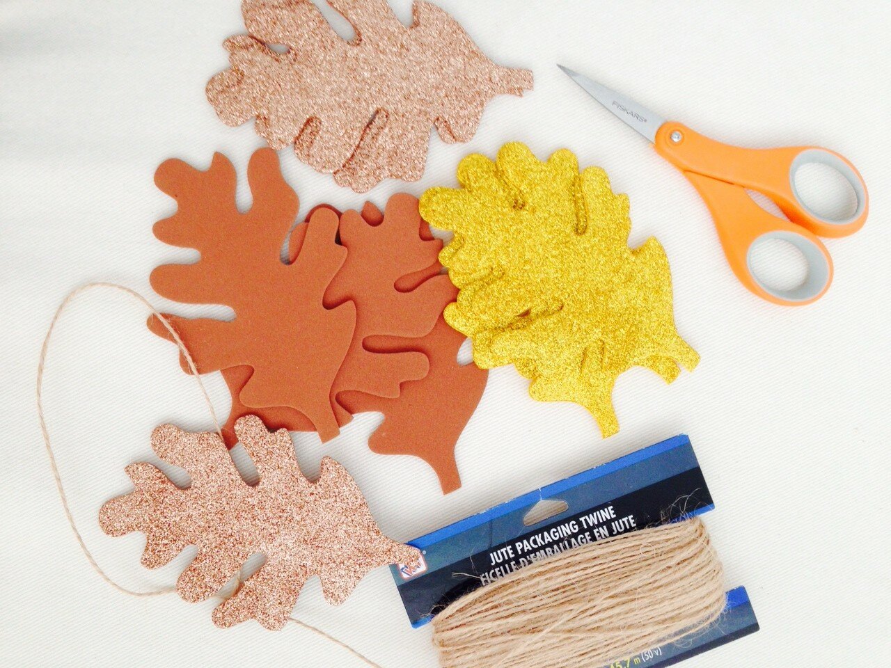 DIY Fall Glitter Leaf Garland | Oh Lovely Day