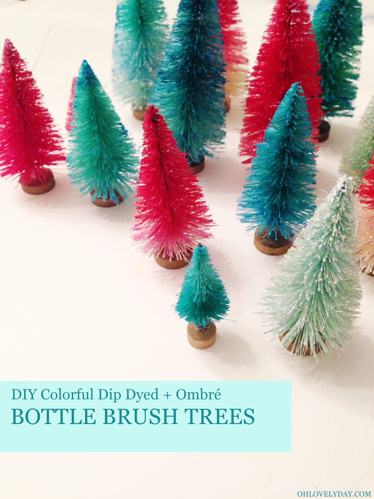 How To Make Colorful Bottle Brush Trees | Dip Dye Trees | Oh Lovely Day