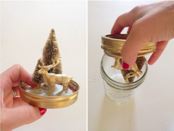 DIY modern mason jar snow globes | Oh Lovely Day